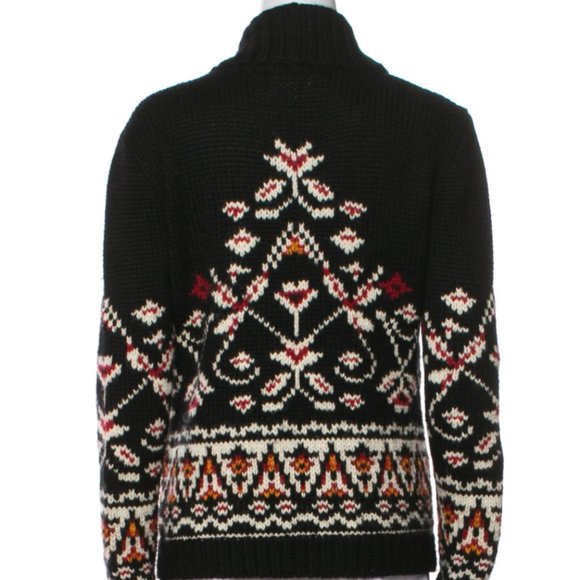 ULLA JOHNSON Fair Isle Alpaca V-neck Cardigan Sweater - Picture 2 of 12